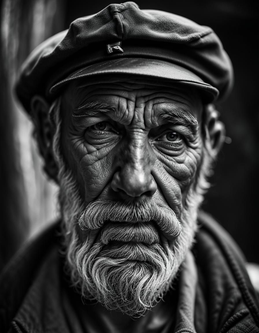 Melancholy Sailor: A Black and White Portrait