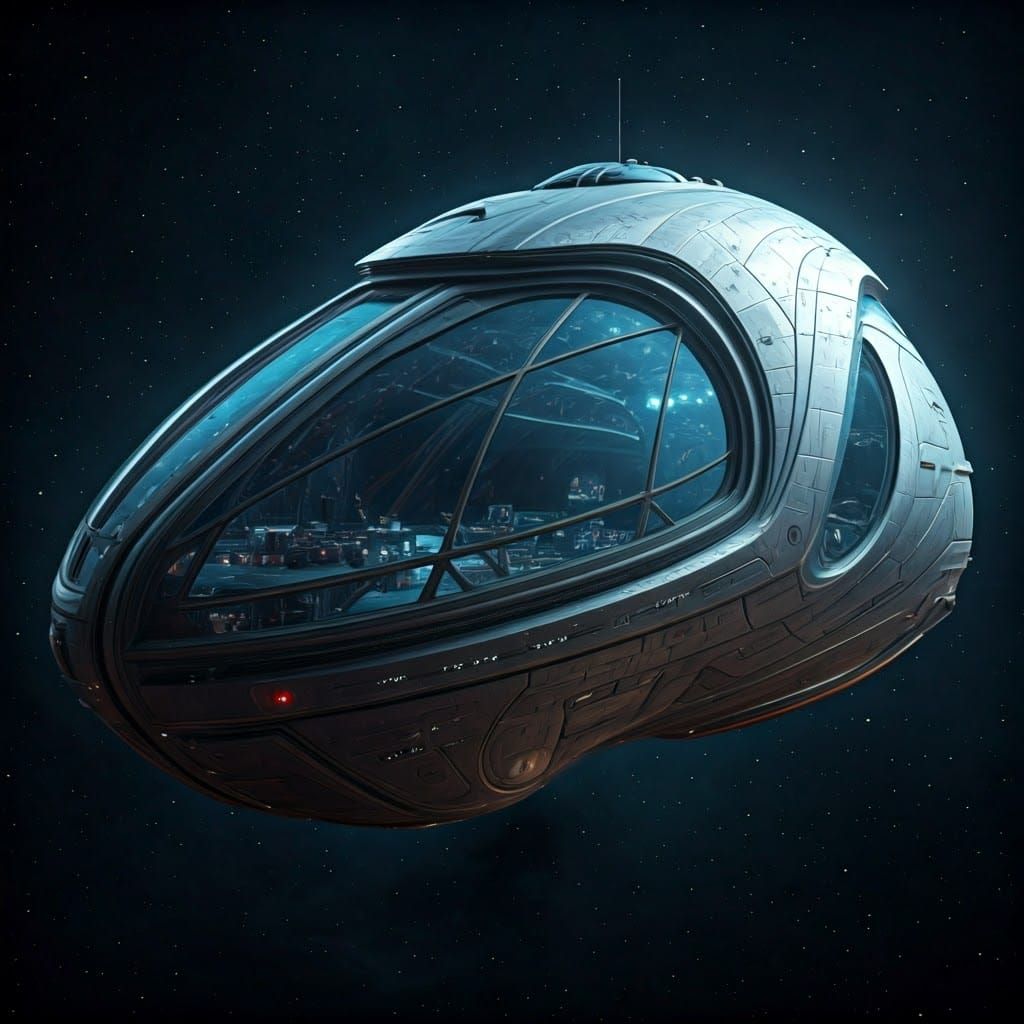 Futuristic Spaceship with Panoramic View, in Industrial Styl...