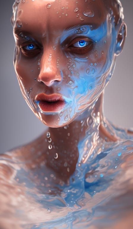Fiery Water Face: Fantasy Art