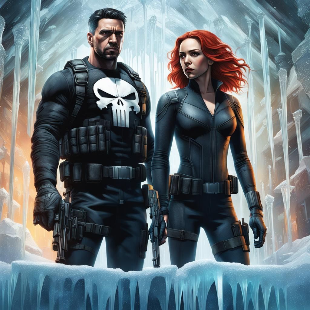 The Punisher and Black Widow in Ice Palace
