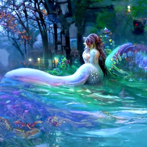 Ethereal Mermaid in a Misty Fantasy Landscape