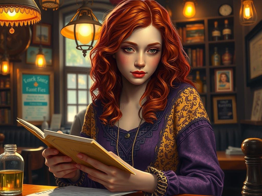 A young redhead in an Irish pub.