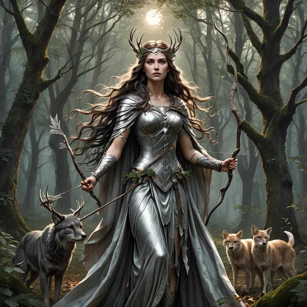 Artemis, Goddess of the Hunt in Ancient Forest