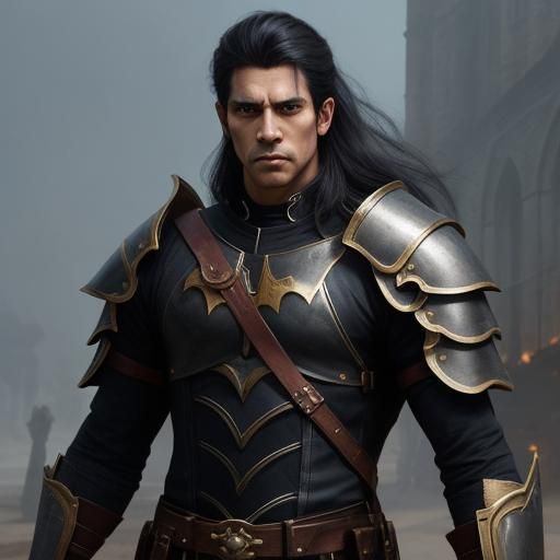 Defiant Warrior in Cyclopean Ruins: Fantasy Art