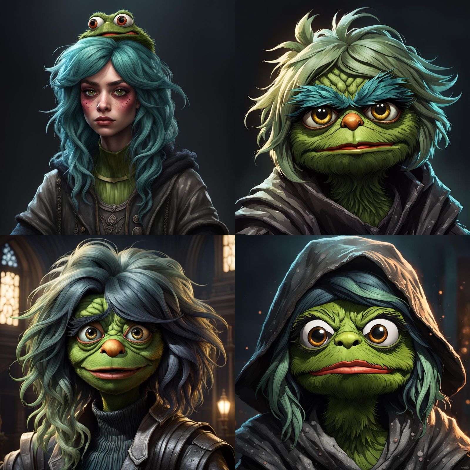 Gothic Female Oscar the Grouch Portrait