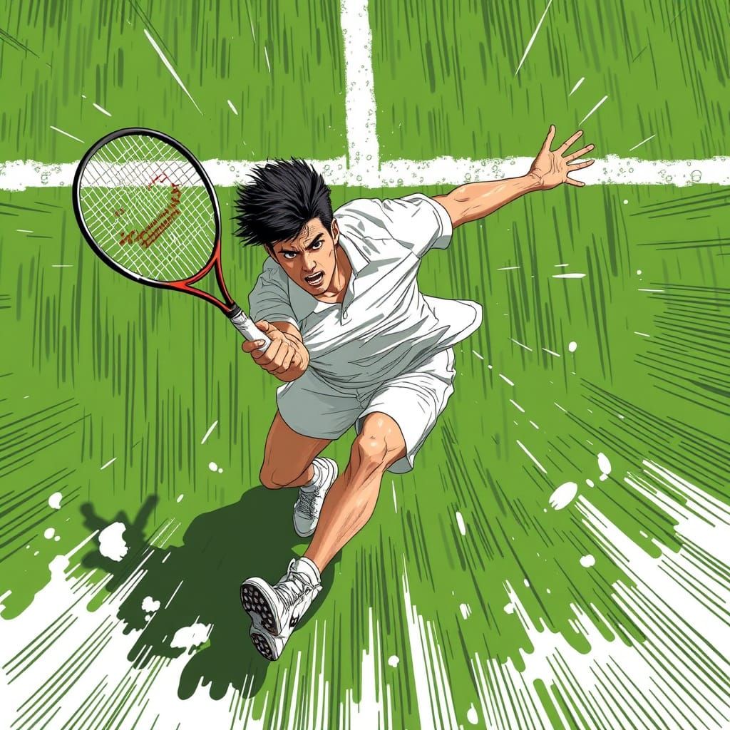 Jannik Sinner: Manga Style Wimbledon Tennis Art