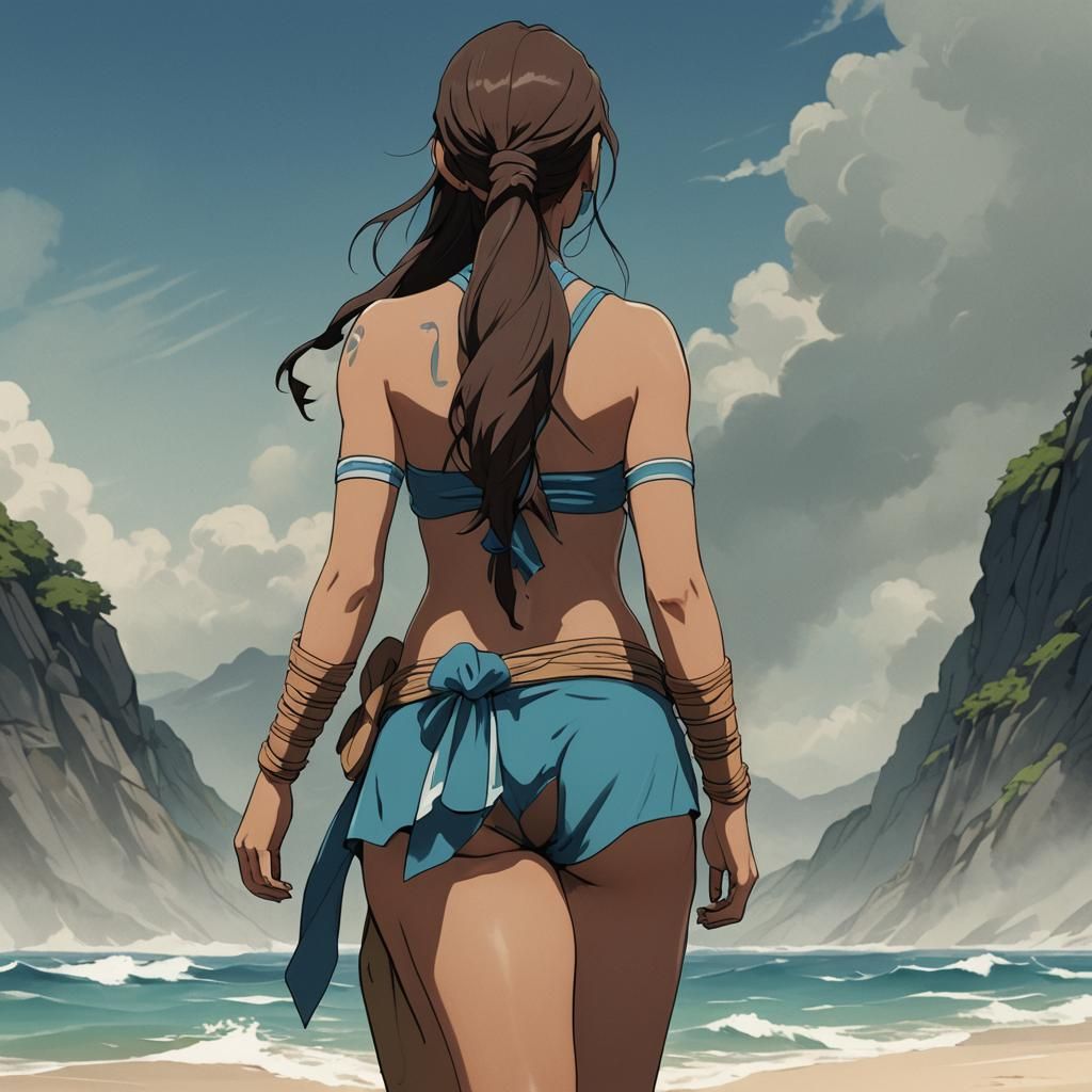 Katara in Bikini: Anime Cel-Shaded Art