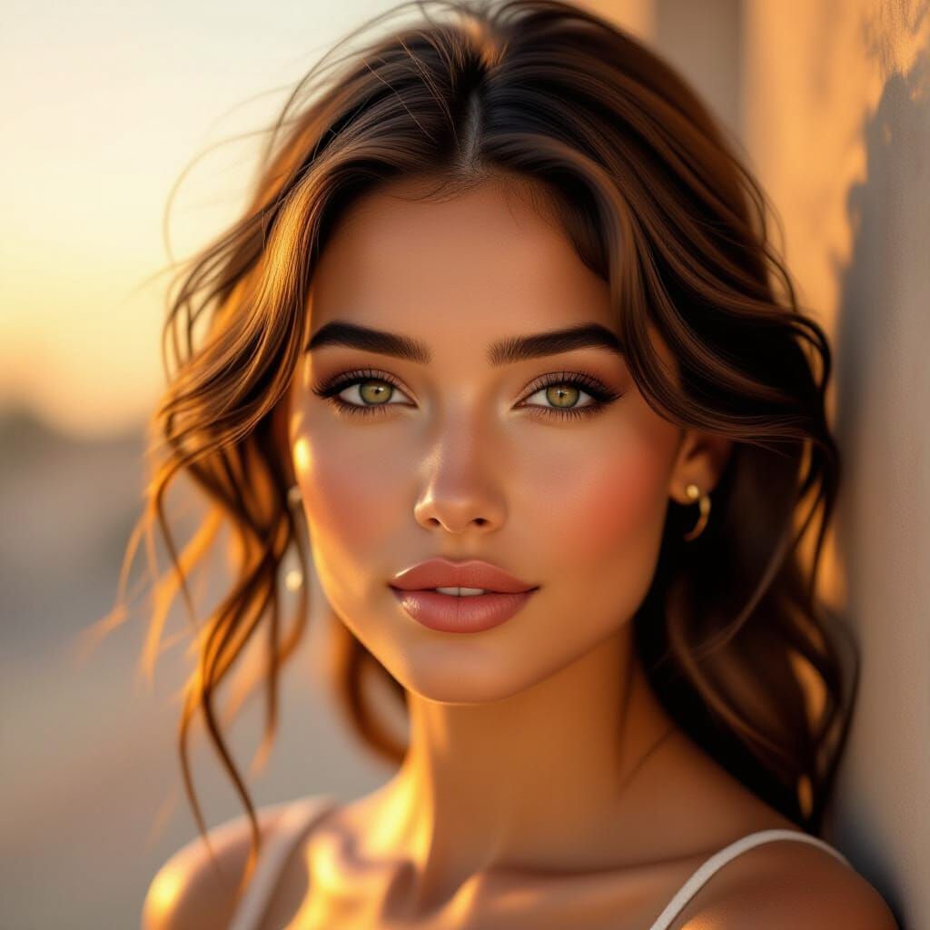 Serene Woman in Golden Hour Light