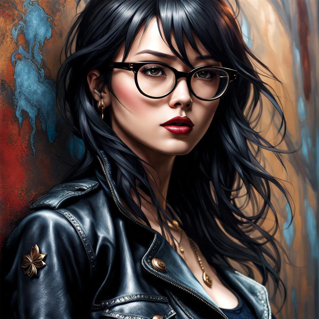 Confident Japanese Woman in Gothic Art Style