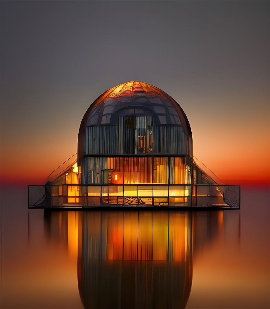 Ethereal Submarine City at Sunset in Steamnouveau Style