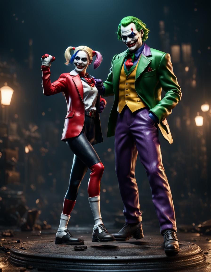 Joker and Harley Quinn Action Figures in 3D