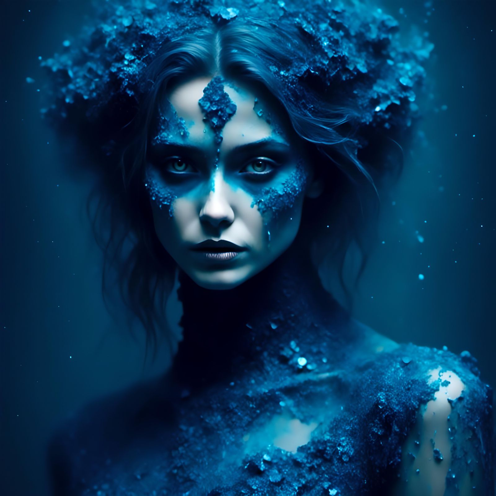 Girl with Sapphire Eyes in Pastel Horror Style