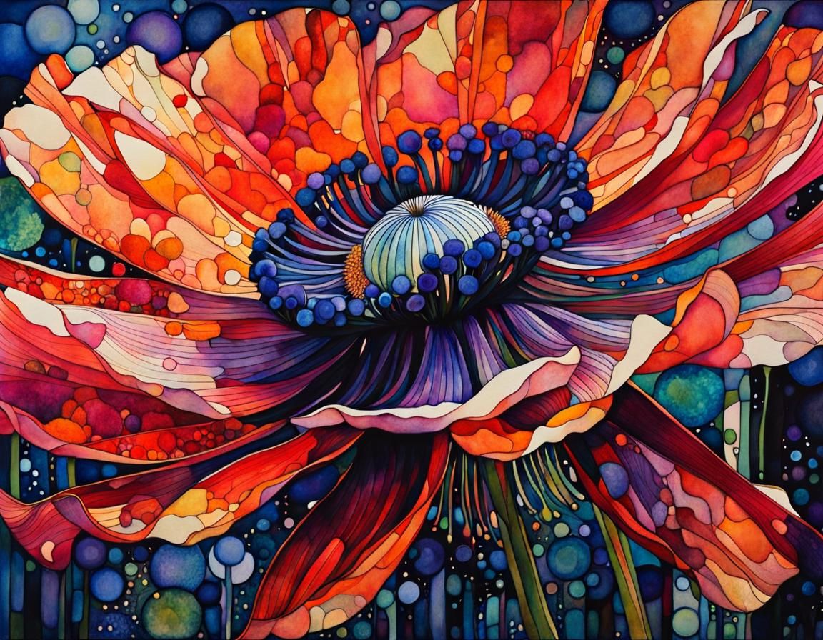 Intricate Abstract Flower in Art Nouveau Style