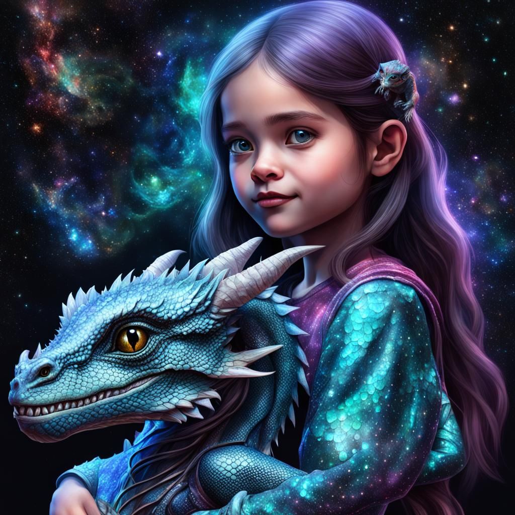 Girl and Dragon Portrait in Visionary Style