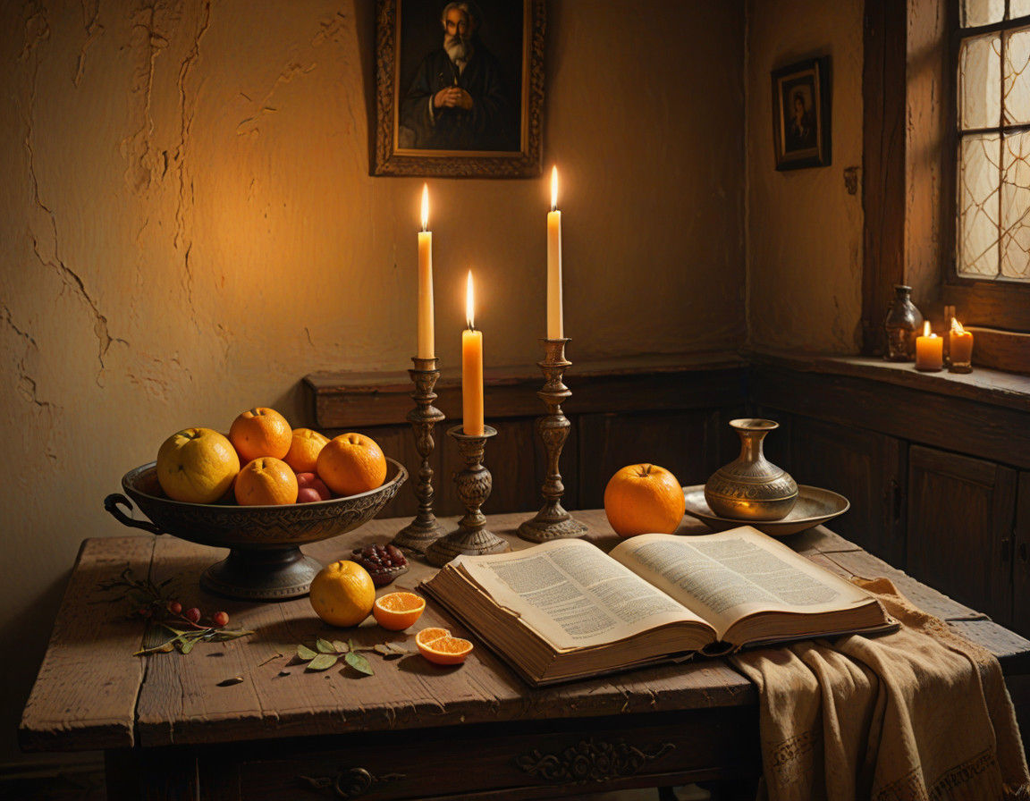 Warm Hanukkah Menorah in Cozy Traditional Setting