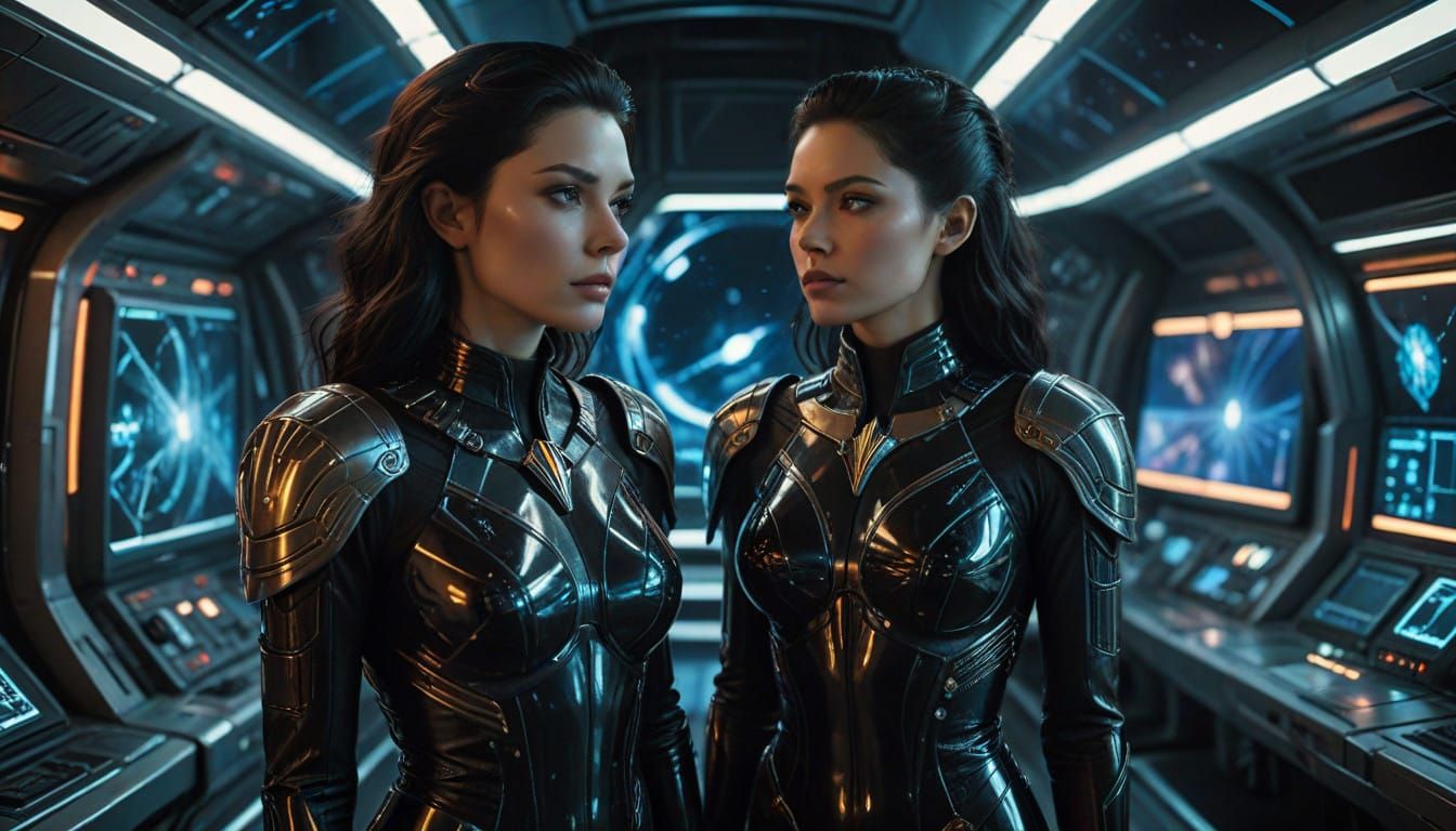 Starfleet Officers in High-Gloss Latex Uniforms