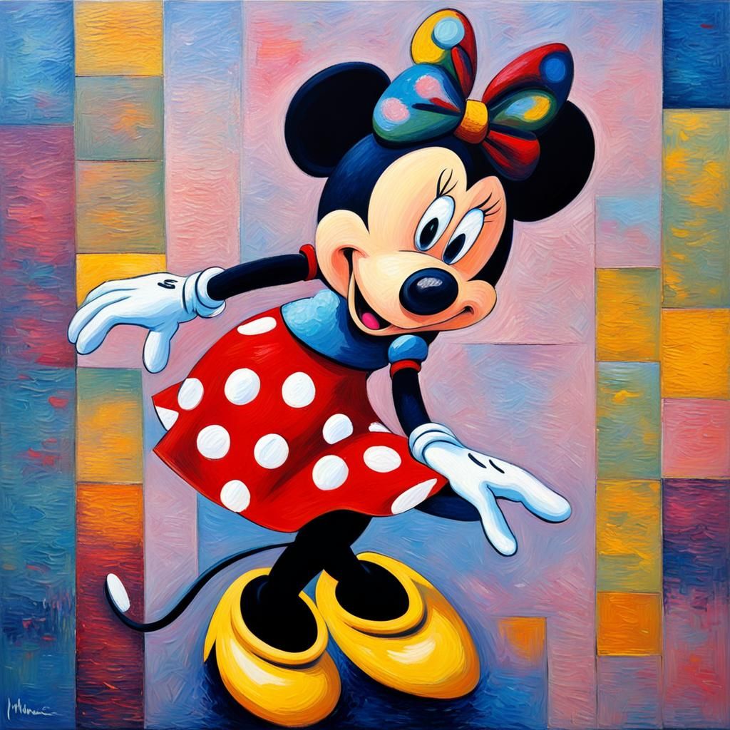 Minnie Mouse in Expressionist Oil Painting Style