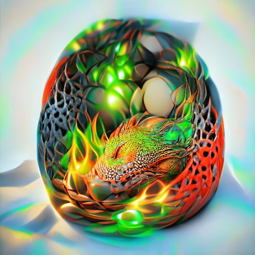 Dragon's Egg Warmed in Fire: Digital Illustration