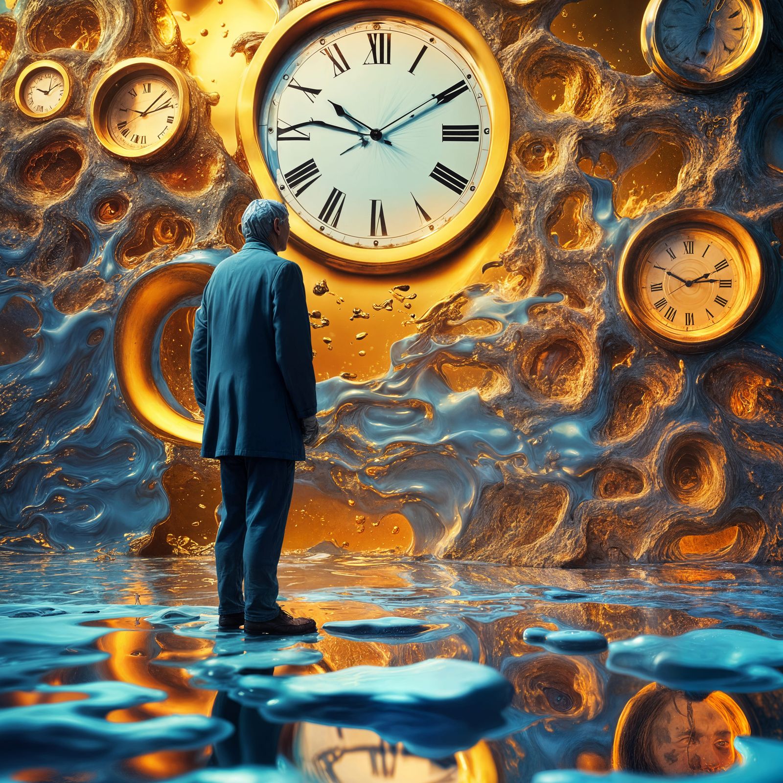 Melting Man Gazing at Illusion Wall