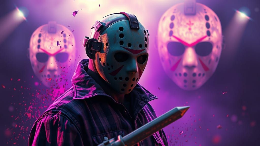 Jason Voorhees Dark Fantasy Concept Art in Cyberpunk Style