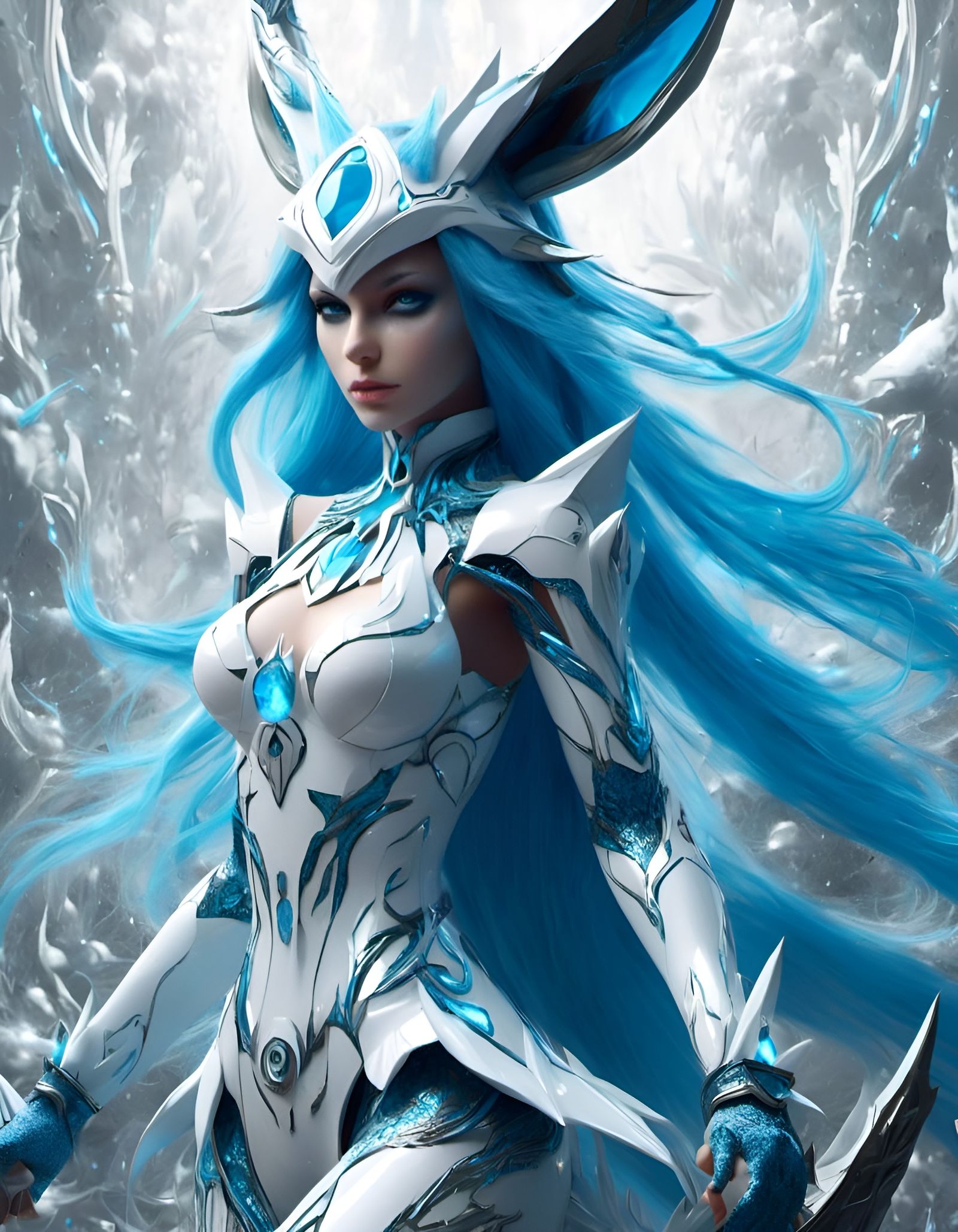 Glaceon Girl: Digital Fantastic Art