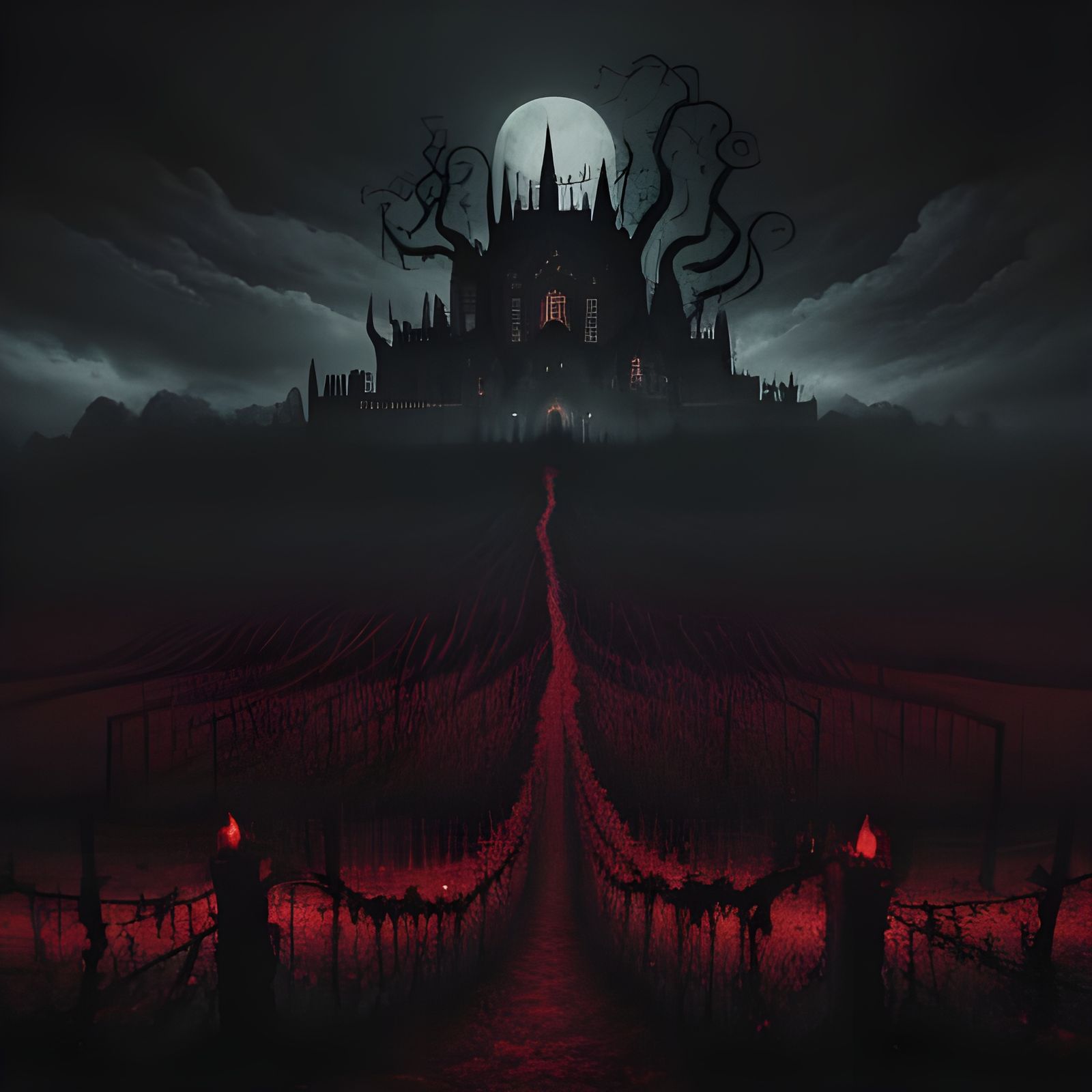 Vineyard of Eternal Torment in Dark Surrealism