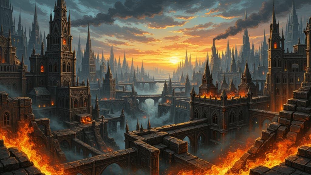 Textured Underempire Scene as Impasto Painting