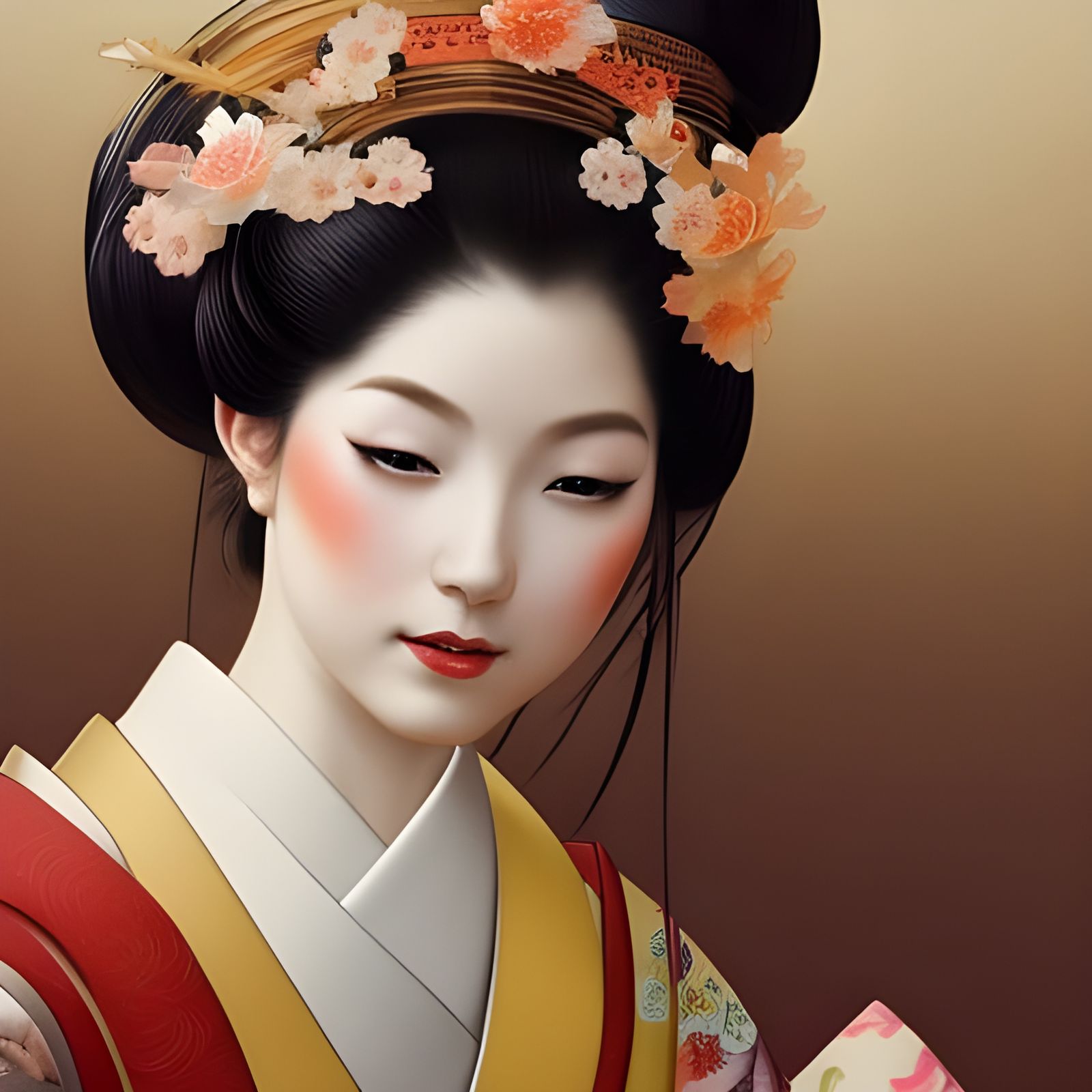 Geisha at Tea Party: Hyperdetailed Concept Art