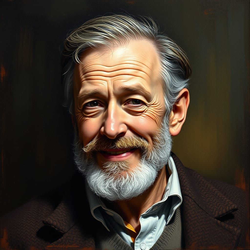 Distinguished Gentleman Portrait in Impasto Oil Style