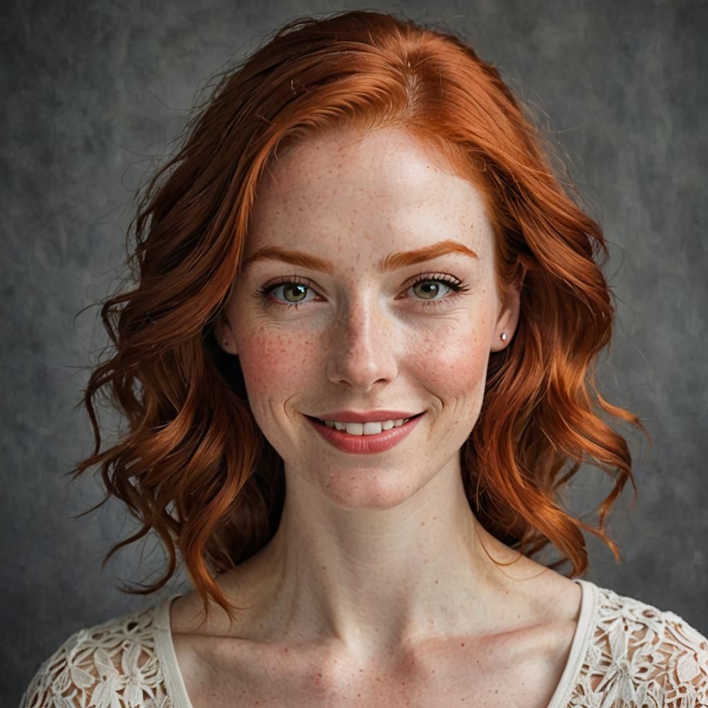 Joyful Redhead Woman with an In Love Face