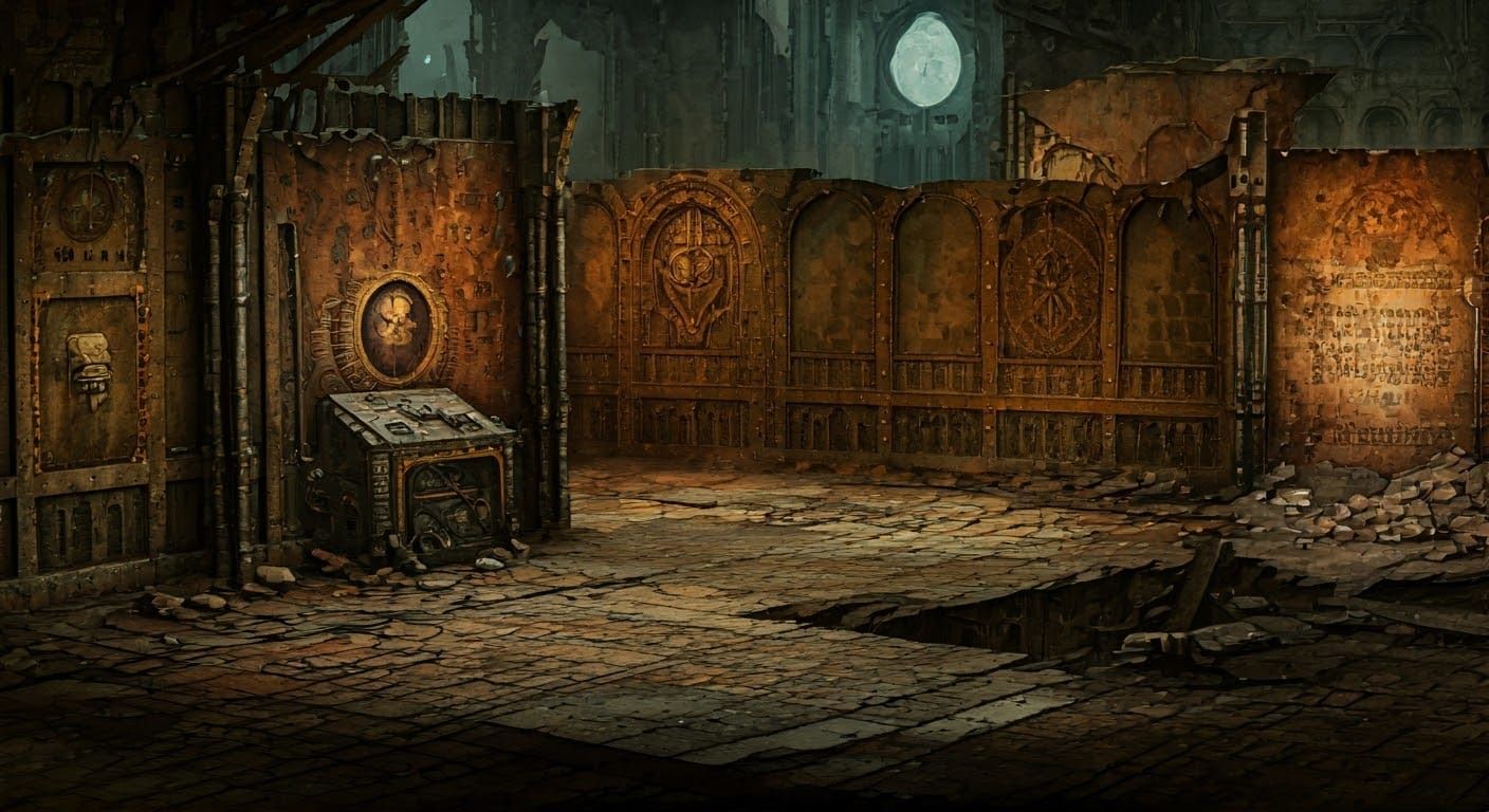 Warhammer 40k Dystopian Battlemap in Watercolor