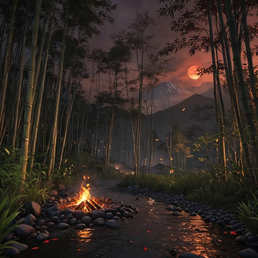 Hyperrealistic Mt. Fuji Scene in 3D Game Style