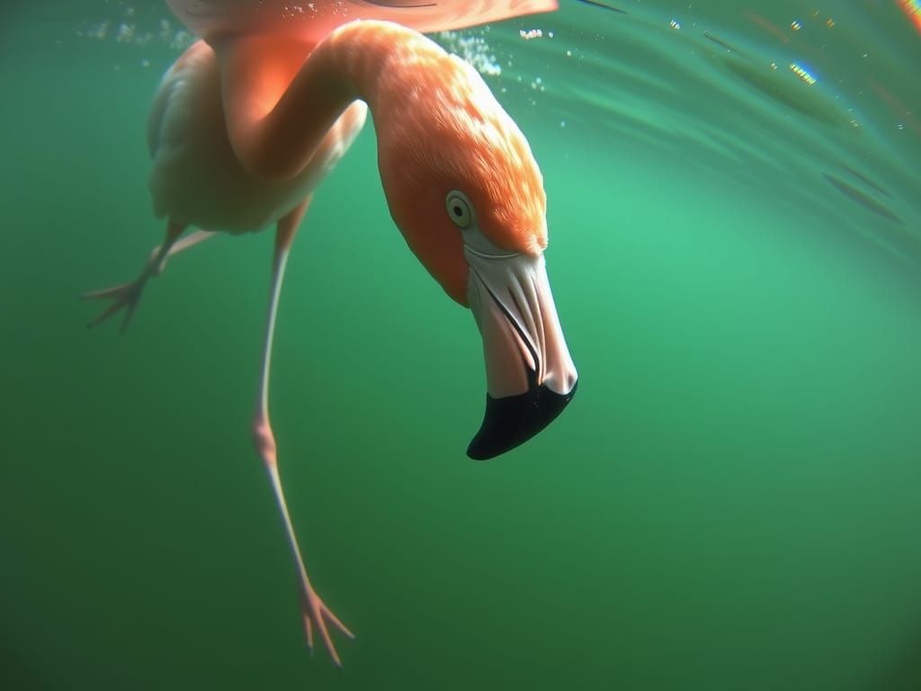 Graceful Flamingo Underwater Nature Photograph