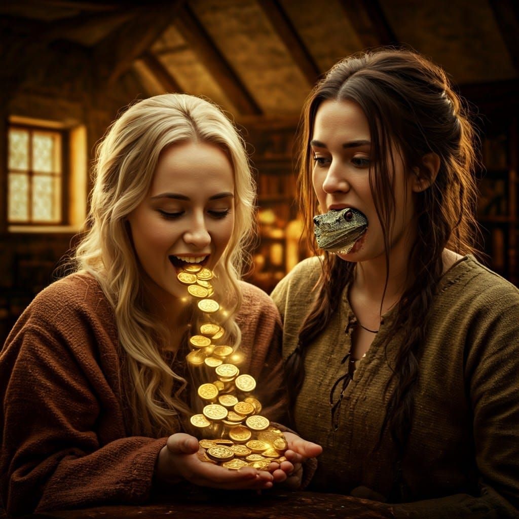 Enchanted Cottage Scene in Warm Golden Light