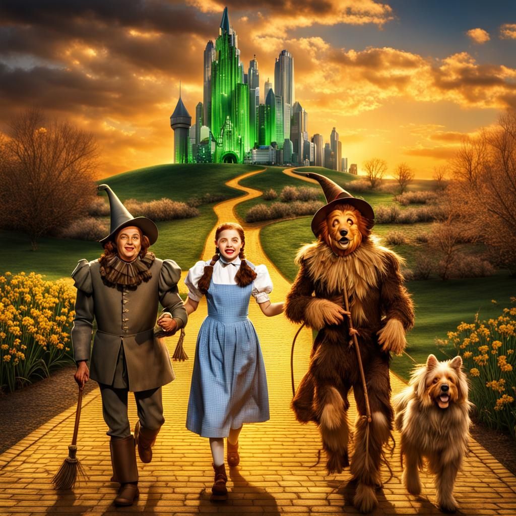 Hyperrealistic Wizard of Oz Sunset Scene