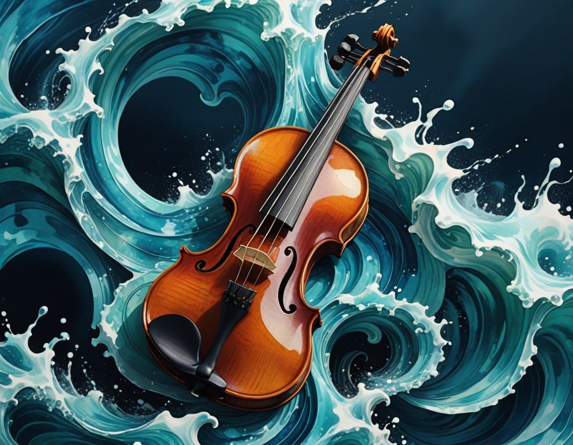 Surreal Violin Sculpted From Ocean Waves