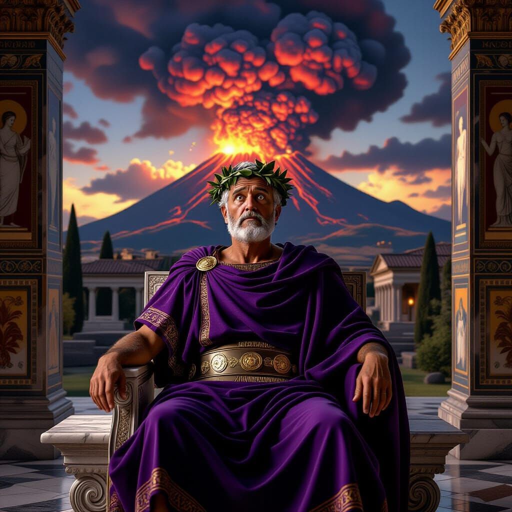 Pompeii Patrician Shocked by Vesuvius Eruption