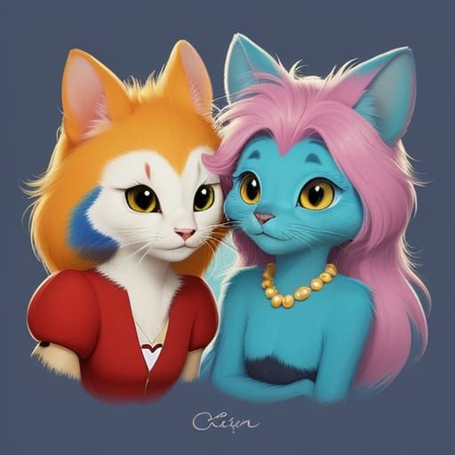 Whimsical Cartoon Animal Couples in Vibrant Colors