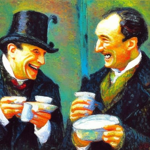 Holmes and Watson Breakfast in Expressionist Style
