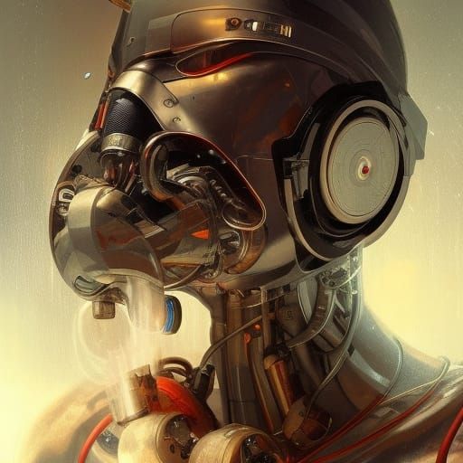 Enraged Cyborg Portrait in Hyperdetailed Digital Art