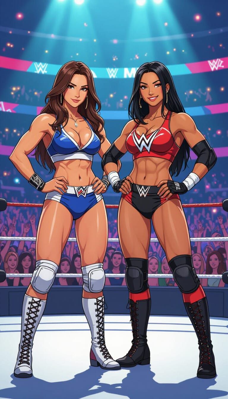 WWE Wrestlers in Ring: Digital Art by Loish