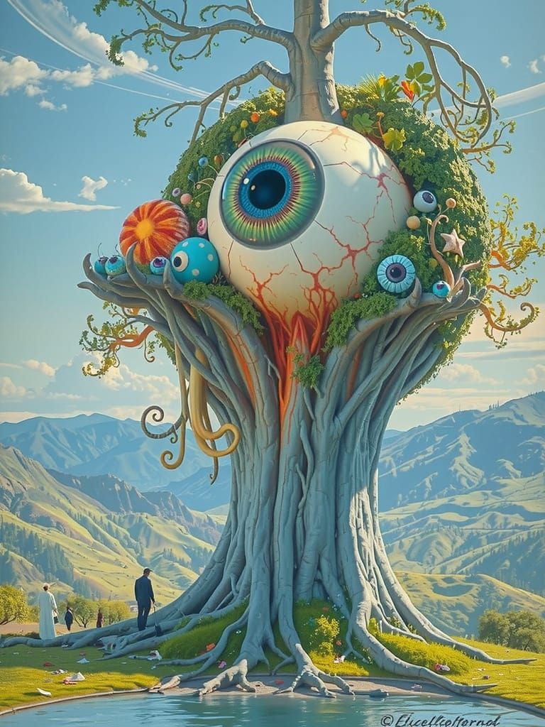 Surreal Eyeball Tree in a Gothic Fantasy Landscape