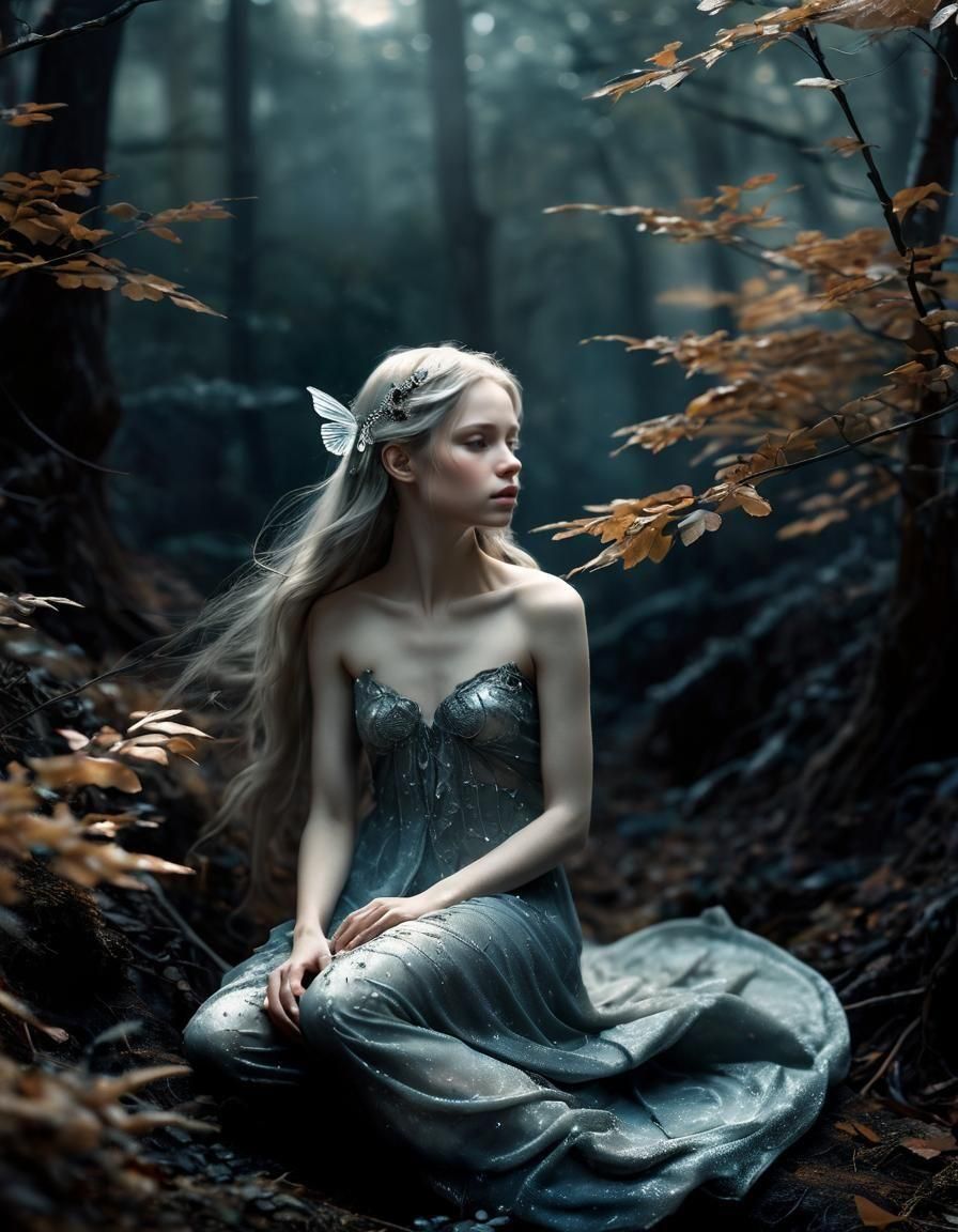 Ethereal Fairy Portrait with Translucent Wings