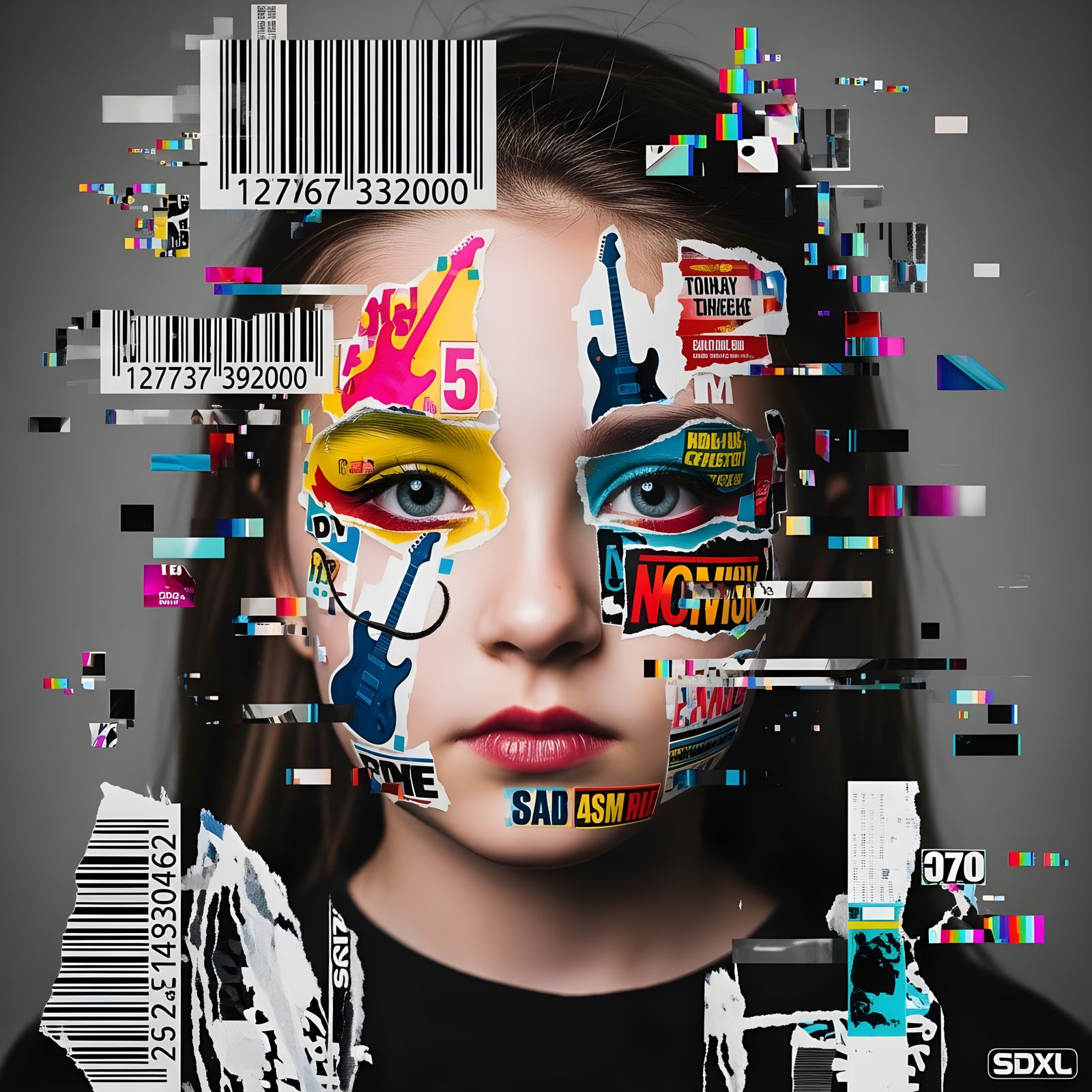 Glitchcore Portrait of a Girl with Digital Distortion