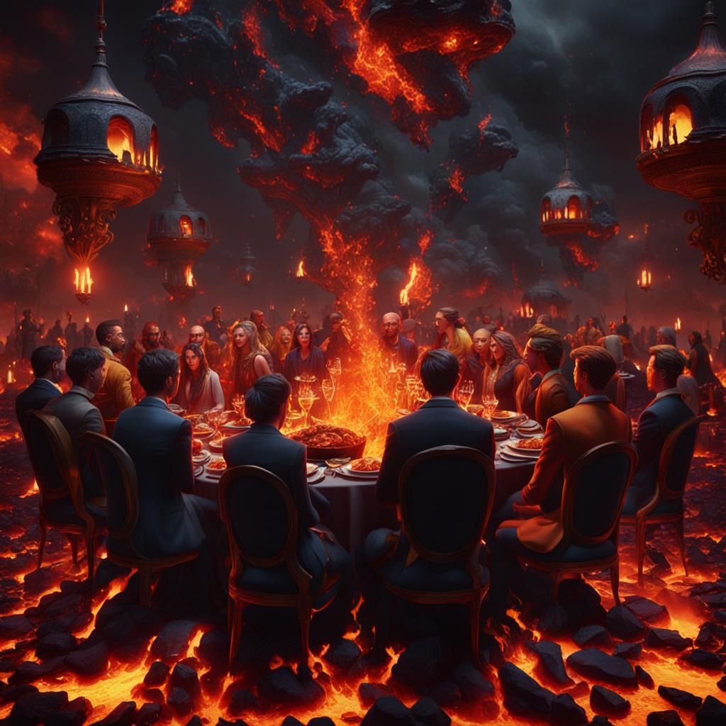 Surreal Lava Dinner Party: Fantasy Concept Art