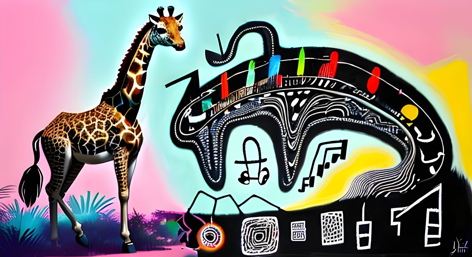 Flying Lightbulb Navigates Circuit River in Neo-Expressionis...