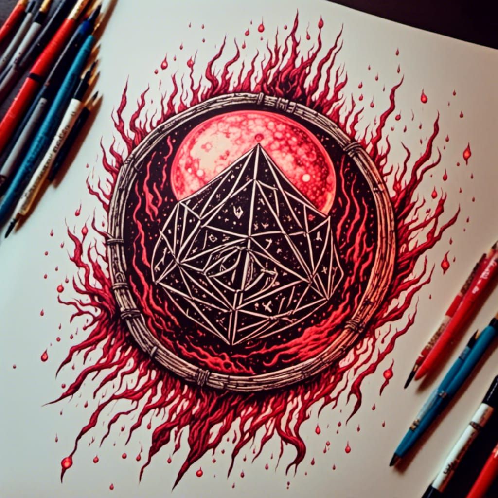 Flaming Runes in Transparent Crystal: Comic Book Style