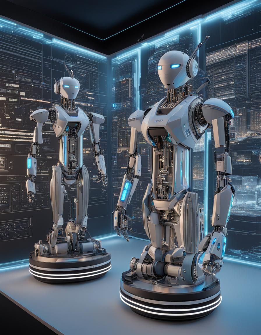 Humanoid Robot Holographic Schematic in 3D