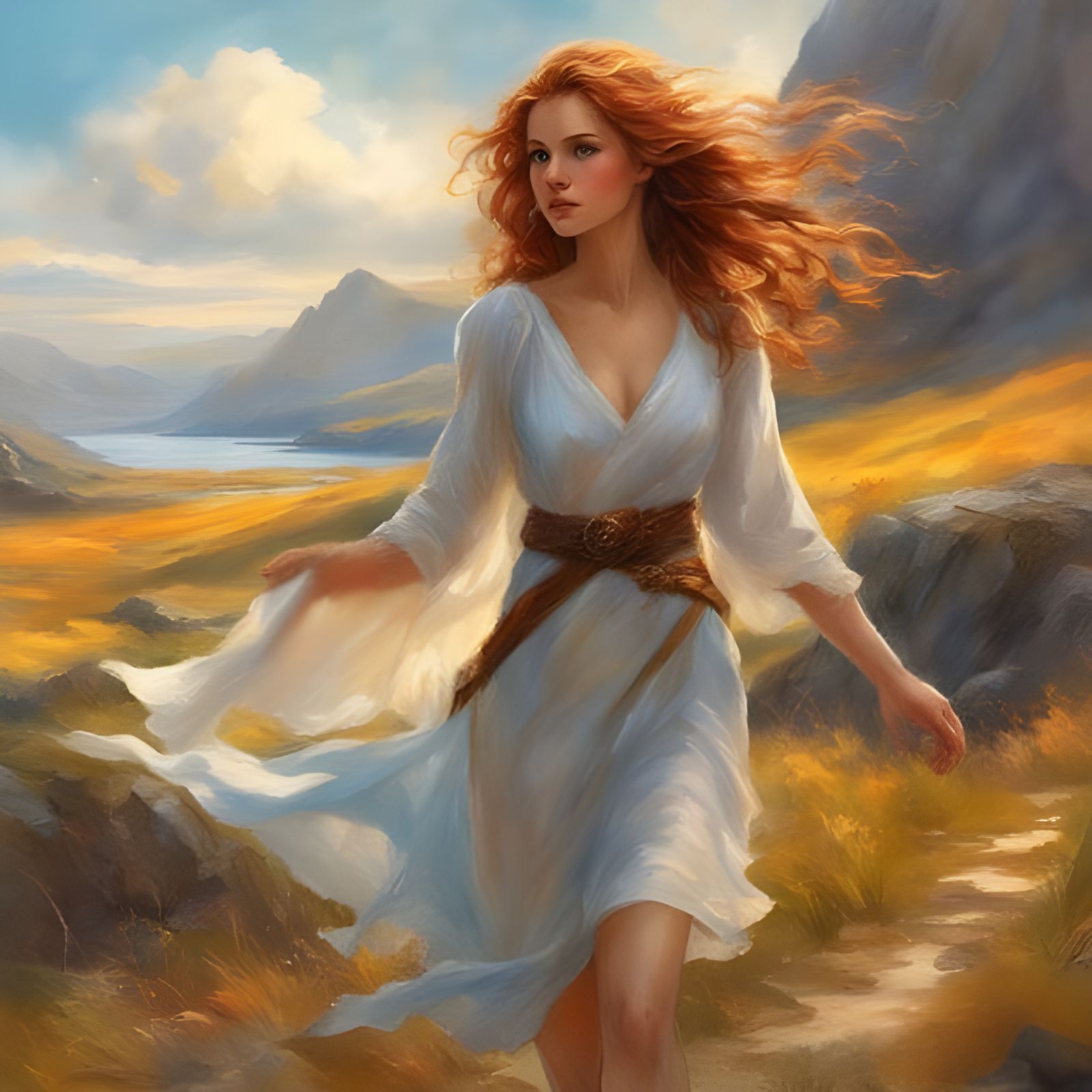 Hazel Haired Girl Portrait in Splash Art Style