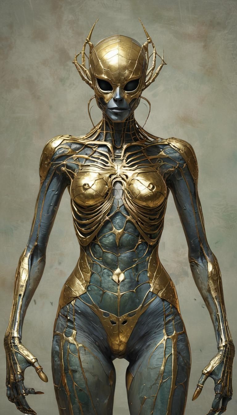 Cyberpunk Spider Queen in Radiographic Majesty